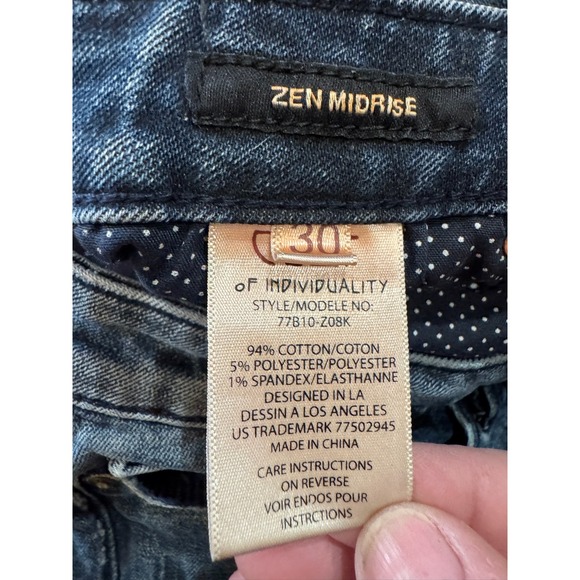 CULT OF INDIVIDUALITY Zen Midrise Distressed Moto Patch Jeans Blue Cotton Blend - Picture 12 of 12